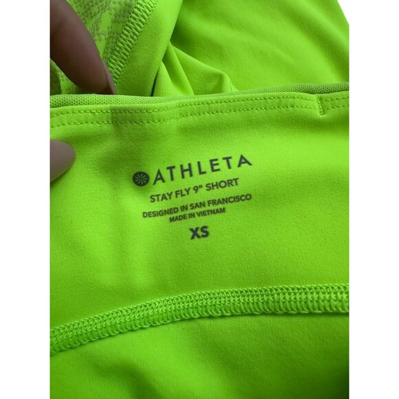 ATHLETA Women's Stay Fly 9" Neon Lime Yellow Shorts Size XS - Picture 7 of 7